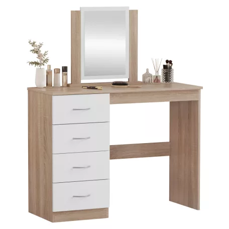 Fésülködőasztal, sonoma tölgy/fehér, KLEVIS