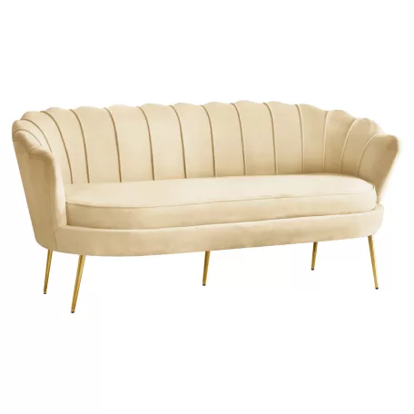 Luxus kanapé, 3 személyes, bézs Velvet szövet/arany, Art-deco, NOBLEO TYP 2