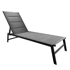 Kerti állítható nyugágy, fekete/szürke, LOPEZ