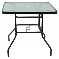 Étkezőasztal, fekete acél/edzett üveg, DEMAT NEW TYP 2