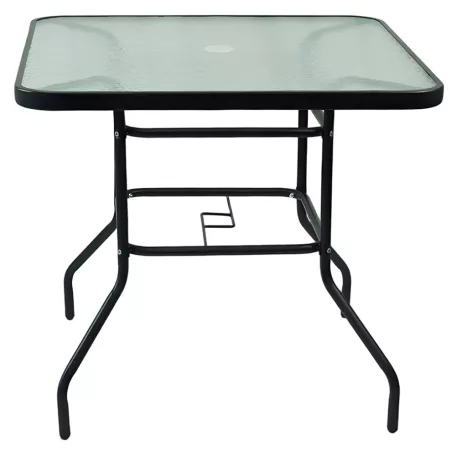 Étkezőasztal, fekete acél/edzett üveg, DEMAT NEW TYP 2