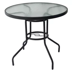 Étkezőasztal, fekete acél/edzett üveg, BORGEN NEW TYP 2
