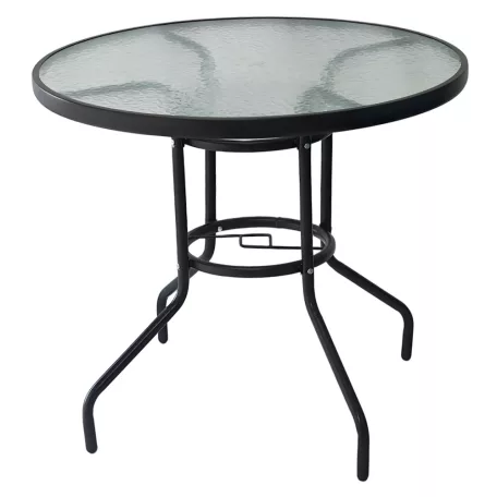 Étkezőasztal, fekete acél/edzett üveg, BORGEN NEW TYP 2