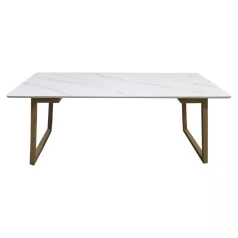 Dohányzóasztal, fehér márvány/bükk, DEMIAN