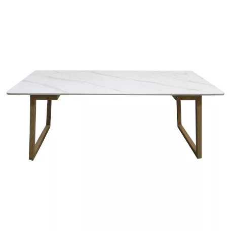 Dohányzóasztal, fehér márvány/bükk, DEMIAN