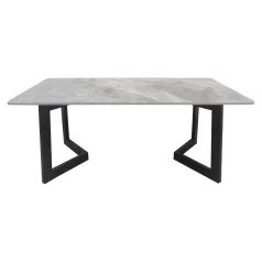 Dohányzóasztal, szürke márvány/fekete, SOFIAN