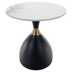 Dohányzóasztal, fehér márvány/fekete/arany, ODIS NEW