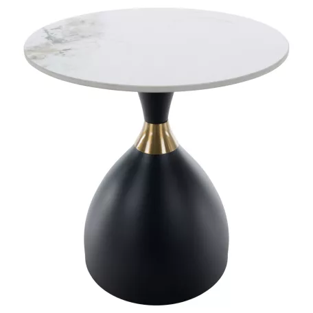 Dohányzóasztal, fehér márvány/fekete/arany, ODIS NEW