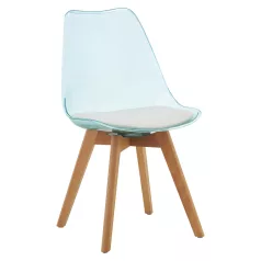 Szék, átlátszó zöld, akril/ekobőr/bükk, BALI 3 NEW