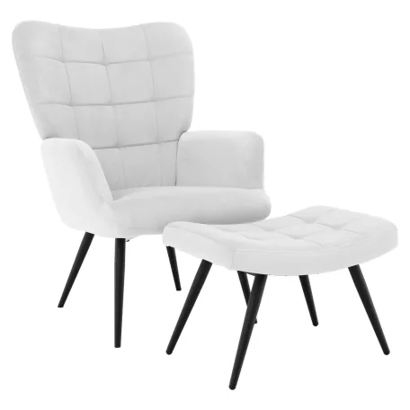 Fotel lábtartóval, világos szürke Velvet szövet/fekete, HABEN