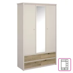 Szekrény tükörrel, kasmír/evoke tölgy, KAROS 3D4S