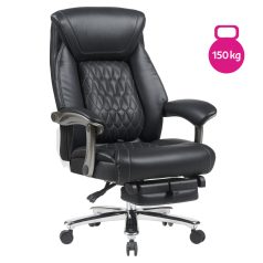   Irodai szék, fekete ekobőr/króm, teherbírás 150 kg, URIEN