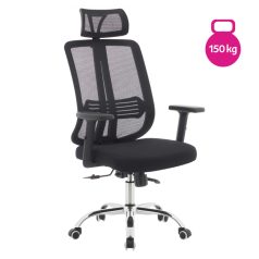 Irodai szék, fekete/króm, teherbírás 150 kg, DUVAL