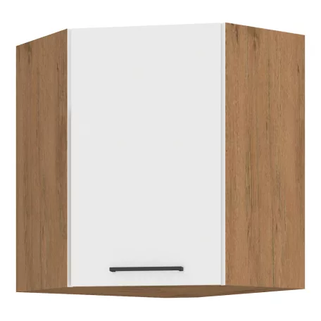 Felső sarokszekrény, fehér extra magas fényű HG/lancelot tölgy, VEGA 58x58 GN-72  1F