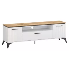 TV szekrény, fehér/evoke tölgy, VELIS 2D1S/170