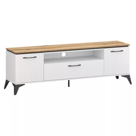 TV szekrény, fehér/evoke tölgy, VELIS 2D1S/170