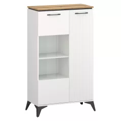 Alacsony vitrin, fehér/evoke tölgy, VELIS 1D1W
