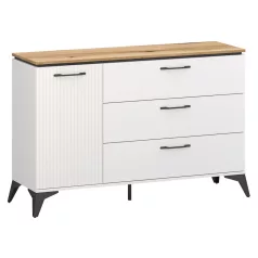 Komód, fehér/evoke tölgy, VELIS 1D3S