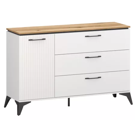 Komód, fehér/evoke tölgy, VELIS 1D3S