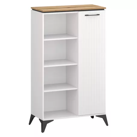Alacsony polcos szekrény, fehér/evoke tölgy, VELIS 1D
