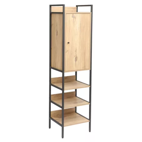 Polcállvány szekrénnyel, tölgy/fekete, LORVA