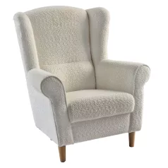 Füles fotel, tejszínes szövet Coral, CHARLOT
