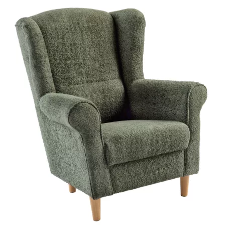 Füles fotel, zöld szövet Coral, CHARLOT