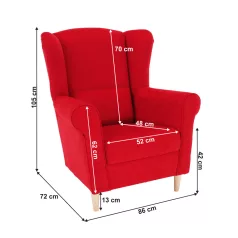 Füles fotel, piros, CHARLOT