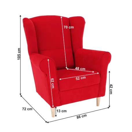 Füles fotel, piros, CHARLOT