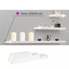 Polc, fényes fehéres, 120x25, GANA FY 11044-1