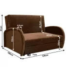 Széthúzható fotel, barna, MILI 2