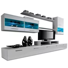   Nappali sor LED világítással, fehér/fehér- extra magas fényű HG, LEO