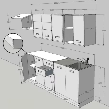 Konyhasor, sonoma tölgyfa / fehér, PROMO