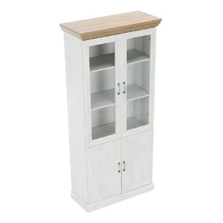 vitrines szekrény, északi sosna/vadtölgy, ROYAL W4D