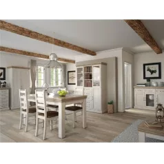   Étkezőasztal, széthúzható, északi lucfenyő / vad tölgyfa, 160-203x90 cm, ROYAL ST