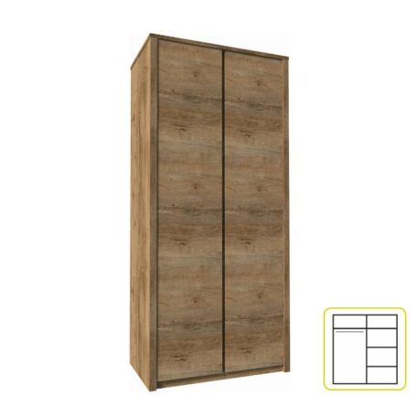 kétajtós szekrény, sötét tölgy lefkas, MONTANA S2D