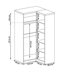   Sarokszekrény polccal, bal oldali változat, tölgyfa lefkas, TEDY TYP T25