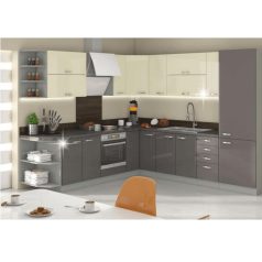   Alsó mosogató szekrény, szürke magas fényezéssel, PRADO 80 ZL 2F BB