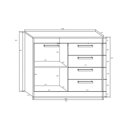 MAXIMUS 07 komód fényes fehér/sonoma tölgy