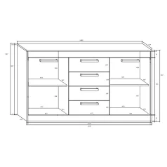 MAXIMUS 08 komód fényes fehér/sonoma tölgy