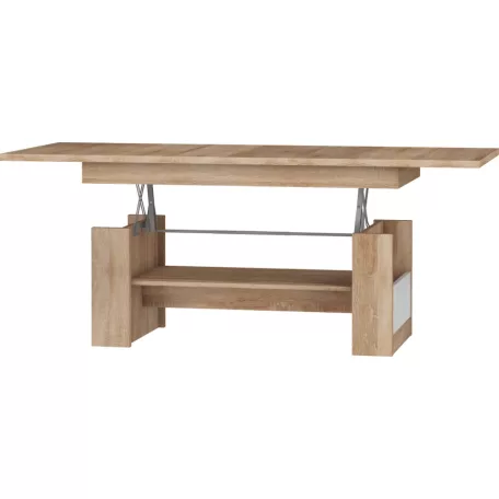 MAXIMUS 17 dohányzóasztal fényes fehér/sonoma tölgy