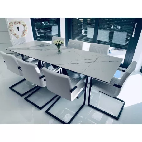 WESTIN III asztal 160-240 CERAMIC fehér/fekete MATT