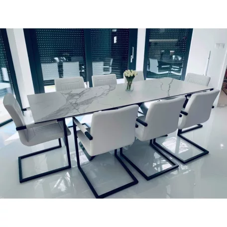 WESTIN III asztal 160-240 CERAMIC fehér/fekete MATT