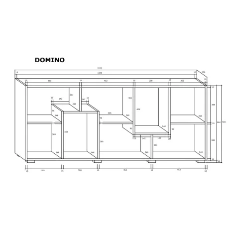 DOMINO könyvespolc világos sonoma