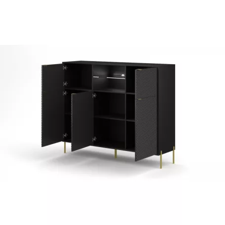 DIAMOND DI03 KOMÓD 5D FEKETE/FEKETE+LED