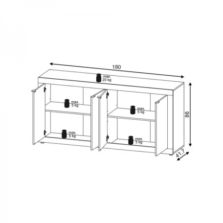 LUNEA KOMÓD 4D MATERA/OLD STYLE DARK