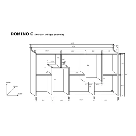 DOMINO C könyvespolc sonoma