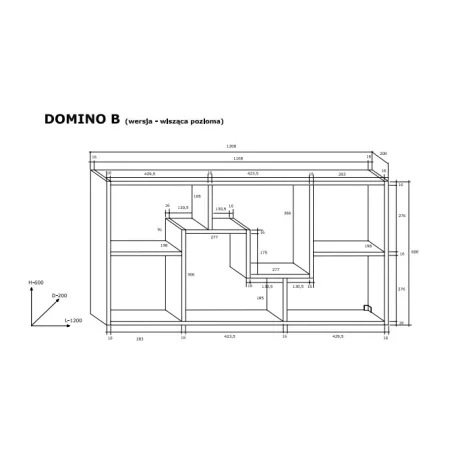 DOMINO B könyvespolc fehér