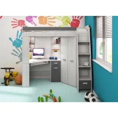   ANTRESOLA jobbos többfunkciós ágy gyerekszobába (craft fehér-grafit)